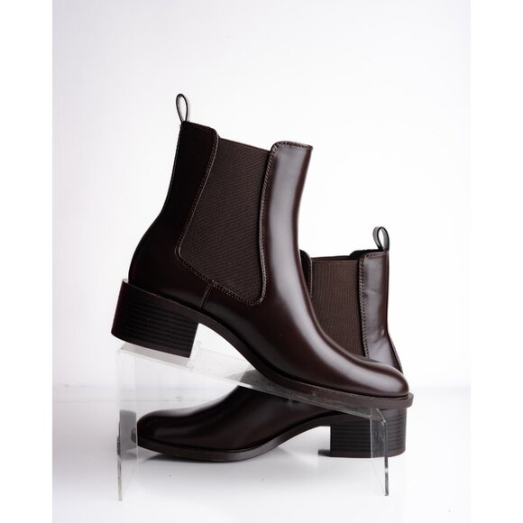 Zara Womens Buckled Chelsea Ankle Boots Chocolate Brown US 8 EU 39 New 2150/510 - Picture 3 of 10